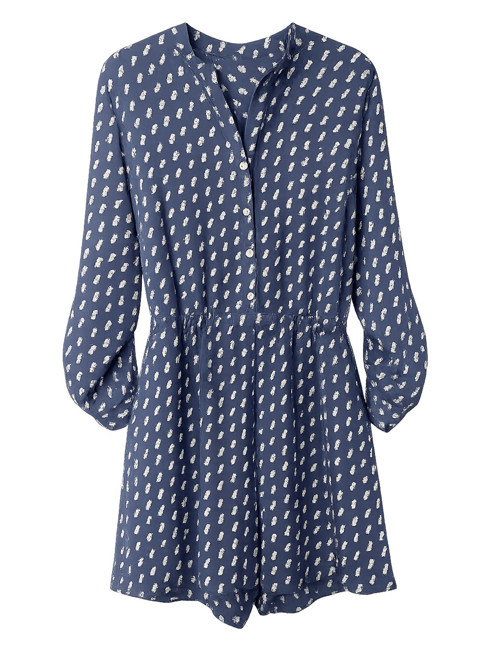 Ann Taylor Button-Front Printed Romper